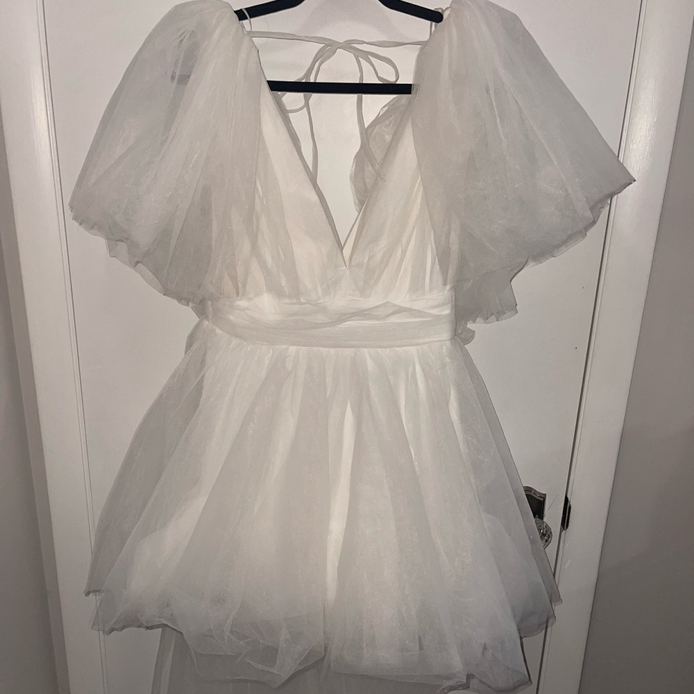 EUC Birdy Grey Bridal White Alyssa Tulle Dress with Train!